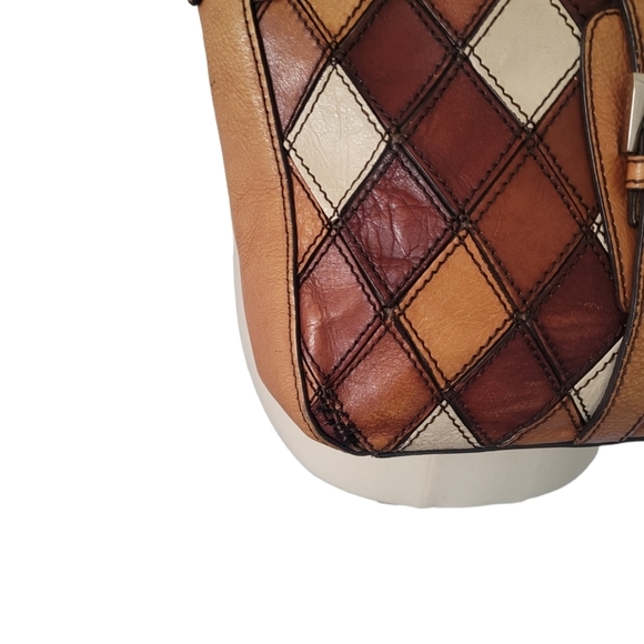 Etienne Aigner Vintage Leather Argyle Patchwork Shoulder Bag - Picture 3 of 8